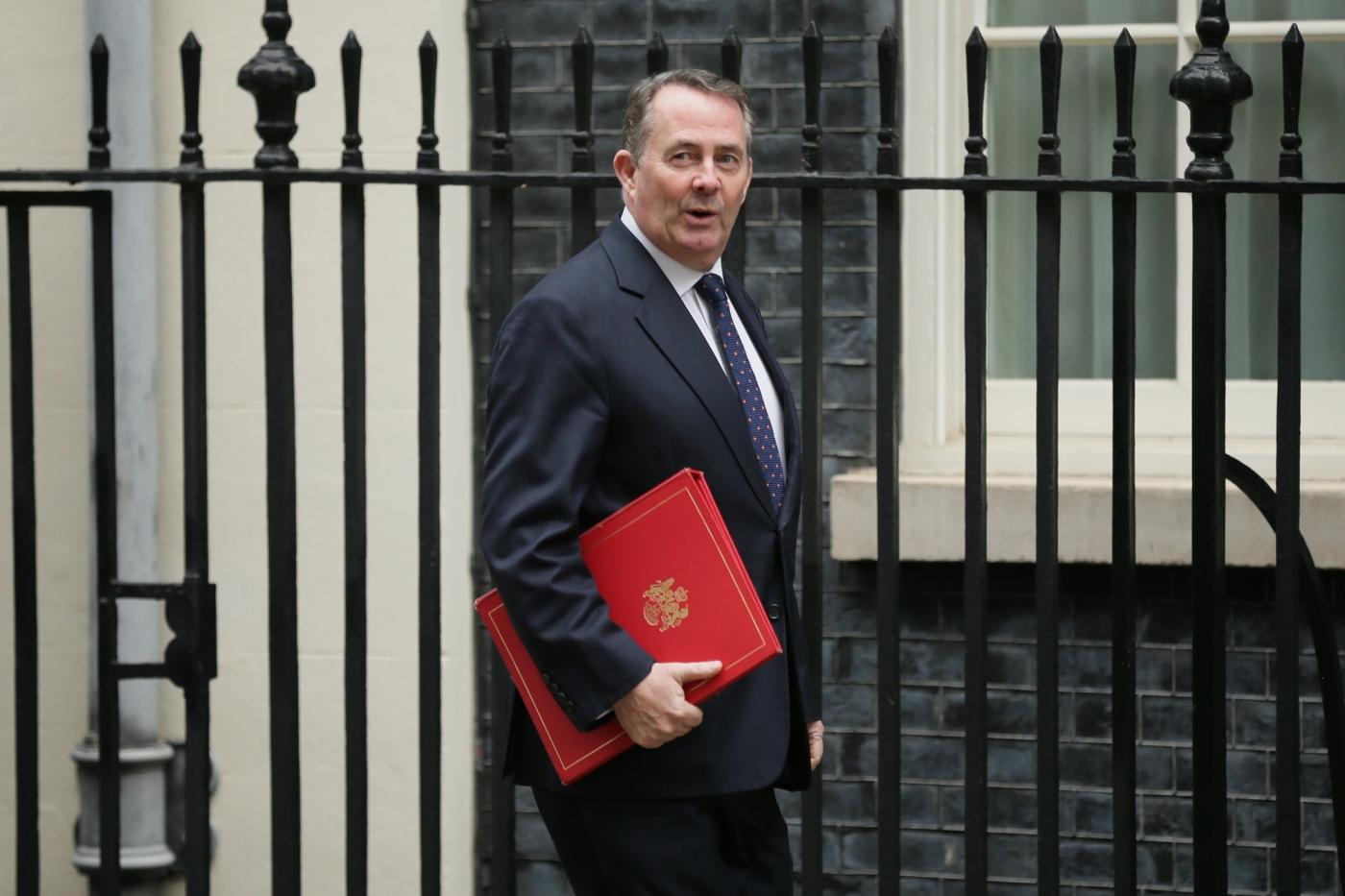 LONDON, Nov. 26, 2018 (Xinhua) -- British International Trade Secretary Liam Fox arrives for a cabinet meeting at 10 Downing Street in London, Britain, on Nov. 26, 2018. The British parliament's vote on Brexit deal is expected to be held on Dec. 11, British Prime Minister Theresa May confirmed on Monday. (Xinhua/Tim Ireland/IANS) by .