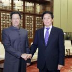 BEIJING, Nov. 3, 2018 (Xinhua) -- Li Zhanshu (R), chairman of the Standing Committee of the National People's Congress (NPC), meets with Pakistani Prime Minister Imran Khan at the Great Hall of the People in Beijing, capital of China, Nov. 3, 2018. (Xinhua/Ding Lin/IANS) by . 