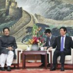 BEIJING, Nov. 3, 2018 (Xinhua) -- Li Zhanshu (R), chairman of the Standing Committee of the National People's Congress (NPC), meets with Pakistani Prime Minister Imran Khan at the Great Hall of the People in Beijing, capital of China, Nov. 3, 2018. (Xinhua/Ding Lin/IANS) by . 