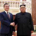 Pyongyang: South Korean President Moon Jae-in (L) and North Korean leader Kim Jong-un shake hands before their summit talks at the headquarters of the North's Workers' Party Central Committee in Pyongyang on Sept. 18, 2018. It was the first time that the headquarters, which houses offices of the North's top ranking officials, including Kim, was opened to a foreign leader. (Yonhap/IANS) by . 