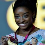 DOHA, Nov. 2, 2018 (Xinhua) -- Gold medalist Simone Biles poses on the podium during the Women's All-Around Final medal ceremony at the 2018 FIG Artistic Gymnastics World Championships in Doha, capital of Qatar, Nov. 1, 2018. (Xinhua/Nikku/IANS) by .