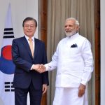 New Delhi: Prime Minister Narendra Modi and South Korean President Moon Jae-in head for a meeting at Hyderabad House, in New Delhi on July 10, 2018. (Photo: IANS) by . 