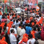 Hyderabad: BJP workers during the party's roadshow ahead of Telangana Assembly elections at Musheerabad in Hyderabad on Nov 28, 2018. (Photo: IANS) by . 