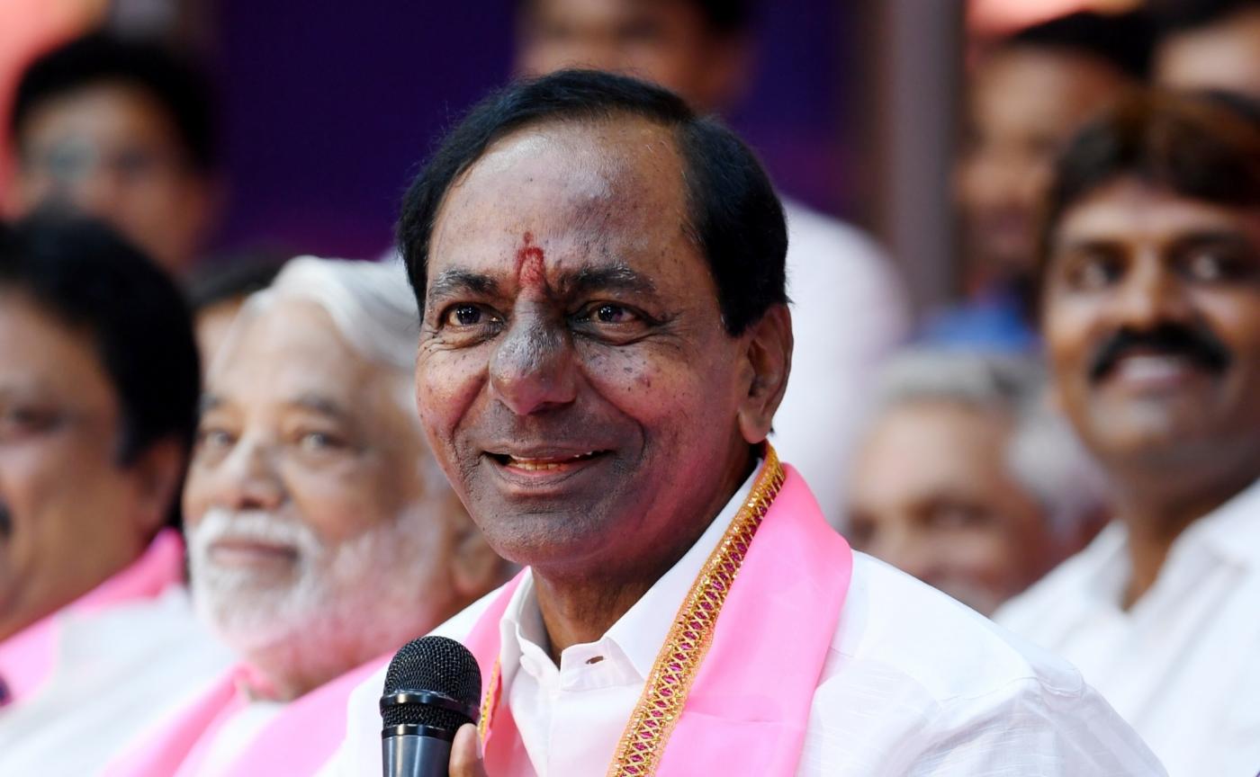 Hyderabad: Telangana Rashtra Samithi (TRS) chief K Chandrasekhar Rao during his swearing in ceremony as Chief Minister of Telangana at Raj Bhavan in Hyderabad on Dec 13, 2018. (Photo: IANS) by .