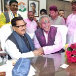 Raipur: Chhattisgarh Congress president Bhupesh Baghel and party leader P.L. Punia celebrate at the party office after the party swept Chhattisgarh Assembly elections, in Raipur on Dec 11, 2018. (Photo: IANS) by .