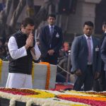 New Delhi: Congress president Rahul Gandhi pays tribute to Mahatma Gandhi on his death anniversary at Raj Ghat in New Delhi on Jan. 30, 2019. (Photo: IANS) by .