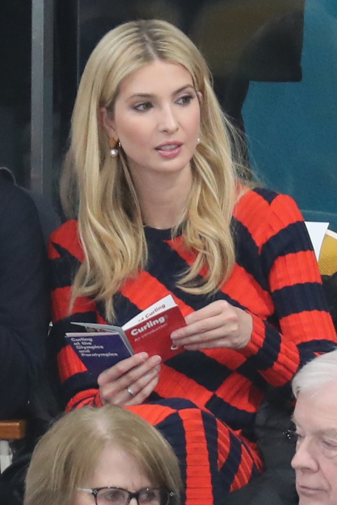 Gangneung: With a booklet on the sport of curling in her hands, Ivanka Trump, the U.S. president's daughter and senior advisor, watches the men's curling final between the United States and Sweden at the PyeongChang Winter Olympics in Gangneung, on South Korea's east coast, on Feb. 24, 2018.(Yonhap/IANS) by . 