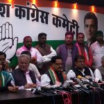 Raipur: Congress leader P.L. Punia accompanied by Chhattisgarh Congress president Bhupesh Baghel and other leaders of the the party, addresses a press conference after the party swept Chhattisgarh Assembly elections, at the party office in Raipur on Dec 11, 2018. (Photo: IANS) by . 