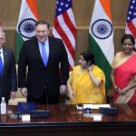 New Delhi: External Affairs Minister Sushma Swaraj and Defence Minister Nirmala Sitharaman with US Secretary of State Mike Pompeo and Defence Secretary James Mattis during high-level 2+2 dialogue in New Delhi on Sept 6, 2018. (Photo: Amlan Paliwal/IANS) by . 