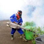 SOUTH TANGERANG, Feb. 17, 2019 (Xinhua) -- A worker sprays anti-mosquito fog at Cendana Residence in South Tangerang, Indonesia, Feb. 17, 2019.Controlling the number of the adult and larval population of the mosquito was essential for reducing transmission of the dengue viruses. As of Feb. 1, 2019, 15,132 cases of dengue fever were reported in Indonesia this year, with a total of 145 deaths, according to the health ministry. (Xinhua/Agung Kuncahya B/IANS) by .