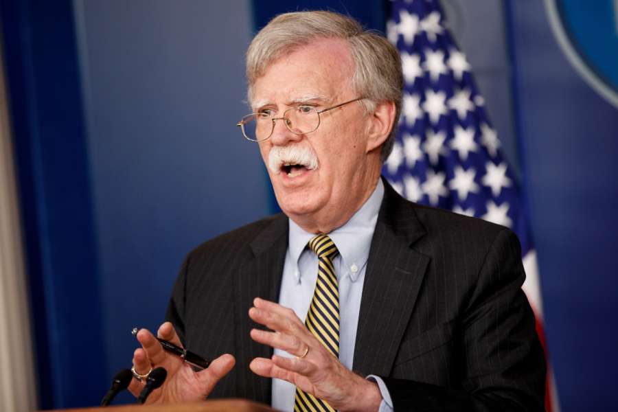 WASHINGTON, Oct. 4, 2018 (Xinhua) -- U.S. National Security Adviser John Bolton speaks at a White House press briefing in Washington D.C., the United States, Oct. 3, 2018. U.S. National Security Adviser John Bolton said here on Wednesday that the United States is withdrawing from the Optional Protocol to the Vienna Convention on dispute resolution. (Xinhua/Ting Shen/IANS) by . 