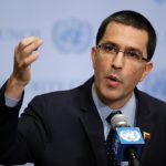 UNITED NATIONS, Aug. 25, 2017 (Xinhua) -- Venezuela's Foreign Minister Jorge Arreaza addresses a press encounter at the United Nations headquarters in New York, on Aug. 25, 2017. New U.S. economic sanctions imposed on Venezuela on Friday as well as U.S. President Donald Trump's recent threat of military force against the South American country are "absurd, hostile" against a "peaceful nation," said Venezuela's Foreign Minister Jorge Arreaza here on Friday. (Xinhua/Li Muzi/IANS) by .