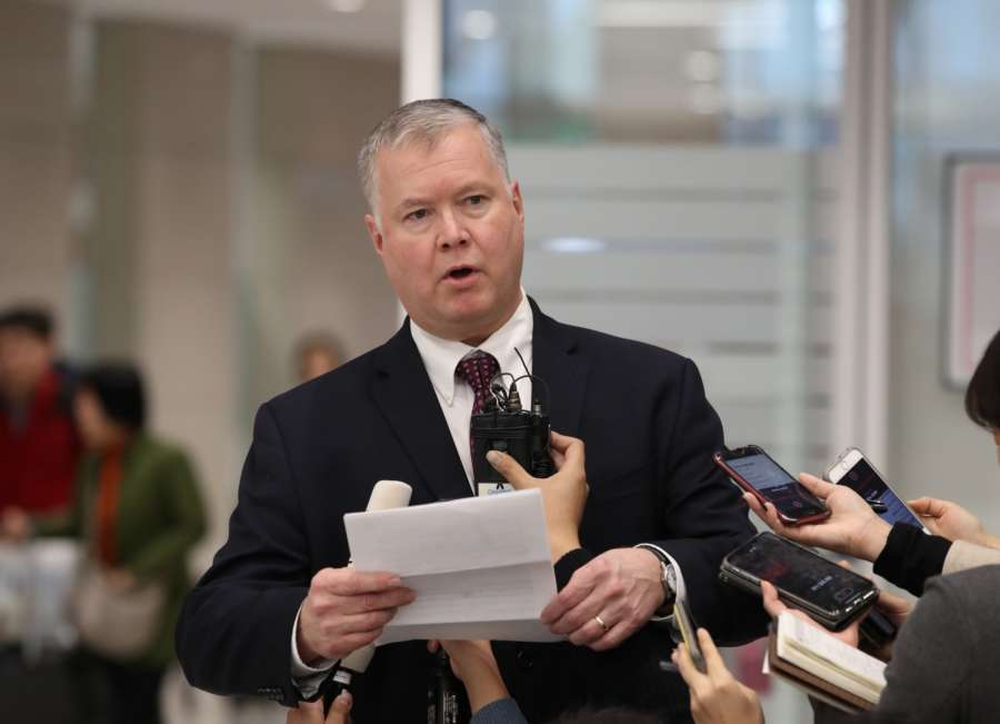 Seoul: Stephen Biegun, the top U.S. diplomat on North Korea, answers reporters' questions upon arriving at Incheon International Airport, west of Seoul, on Dec. 19, 2018.(Yonhap/IANS) by .