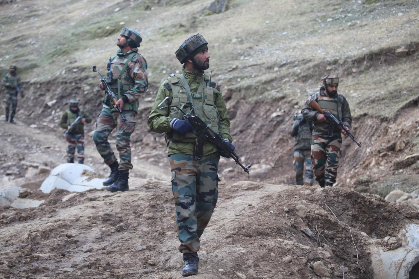Baramulla: Security beefed up near Line of Control (LoC) in Churanda village of Jammu and Kashmir's Uri a day after Indian and Pakistani troops traded heavy fire across the LoC in Baramulla, on Feb 20, 2018. (Photo: IANS) by . 