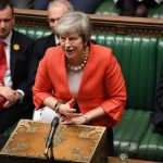LONDON, Feb. 28, 2019 (Xinhua) -- British Prime Minister Theresa May attends the Prime Minister's Questions in the House of Commons in London, Britain, on Feb. 27, 2019. Theresa May promised on Tuesday that the members of parliament (MPs) would be given a choice to vote on no-deal Brexit or delayed departure from the European Union (EU) if her deal is rejected in a meaningful vote in mid-March. (Xinhua/British Parliament/Jessica Taylor/IANS) by . 