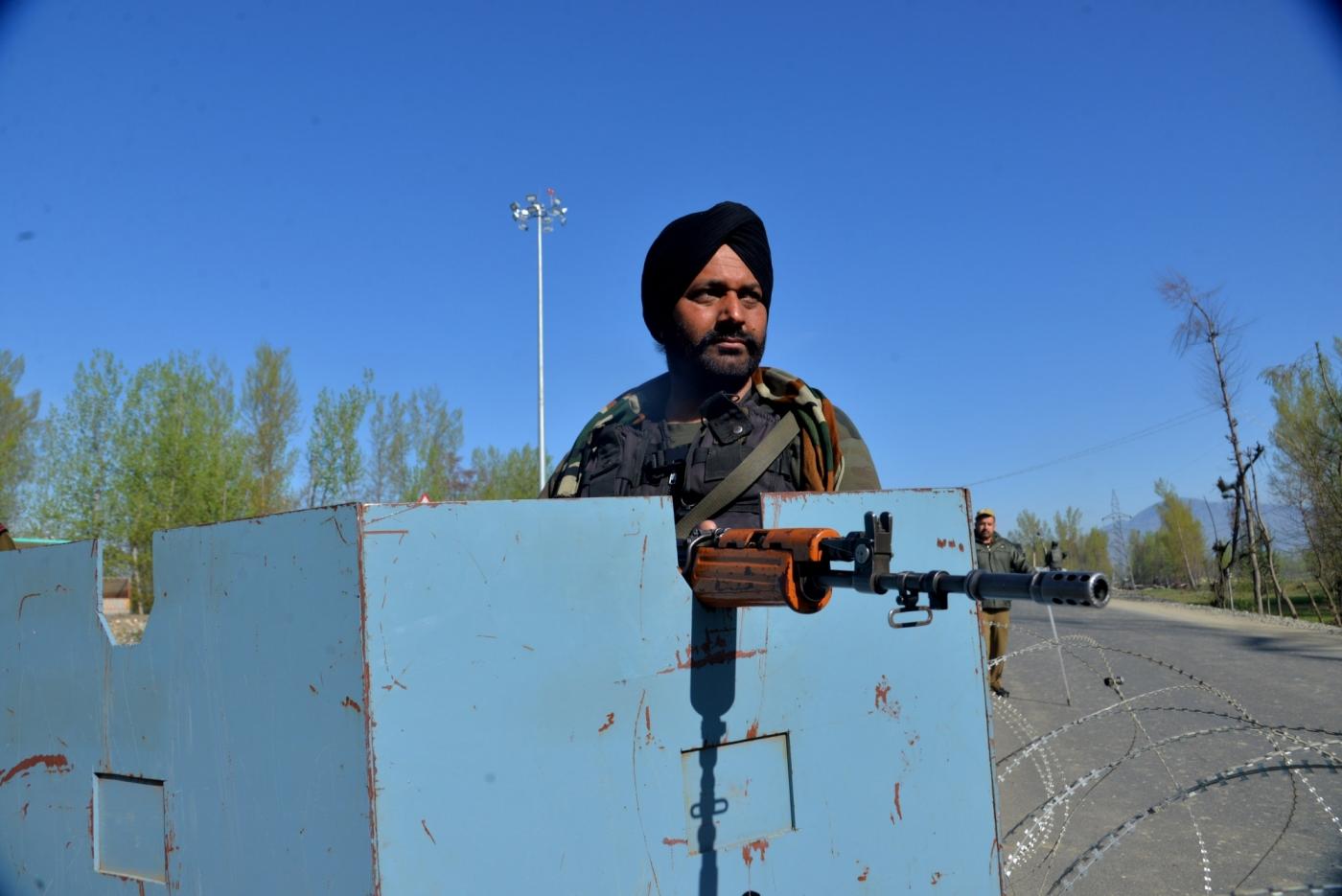 Pulwama: Security personnel during a gunfight with militants in Jammu and Kashmir's Pulwama district on April 7, 2019. (Photo: IANS) by .