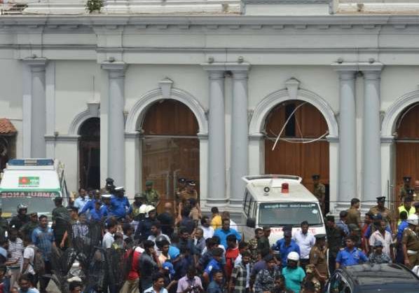 Colombo, April 21, 2019 (Xinhua) -- People gathered outside the Church of St. Anthony where the explosion occurred in Colombo, Sri Lanka, April 21, 2019. At least 50 people were killed and more than 100 others injured in multiple church and hotel blasts in Sri Lanka, police said on Sunday. (Xinhua/Tang Lu/IANS) by .