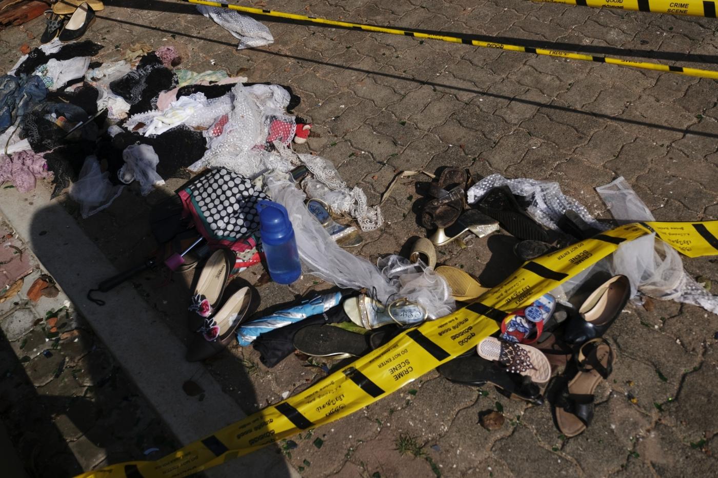 NEGOMBO, April 23, 2019 (Xinhua) -- Personal belongings are seen outside the St. Sebastian's Church where a blast took place in Negombo, north of Colombo, Sri Lanka, April 23, 2019. The explosions which rocked Sri Lanka Sunday killed more than 300 people and injured over 500 others. (Xinhua/Wang Shen/IANS) by . 
