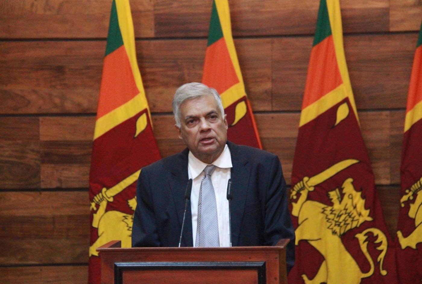 COLOMBO, April 23, 2019 (Xinhua) -- Sri Lankan Prime Minister Ranil Wickremesinghe speaks at a press conference in Colombo, Sri Lanka, April 23, 2019. Sri Lankan Prime Minister Ranil Wickremesinghe said on Tuesday that authorities are making progress in identifying the culprits of the series of bombing attacks and evidence had been found on foreign links of the attacks. At a press conference in Temple Trees, Wickremesinghe said that authorities are looking at the claim by Islamic State (IS) that they are responsible for the blasts that killed more than 300 people and injured over 500 others. (Xinhua/Yang Zhou/IANS) by . 