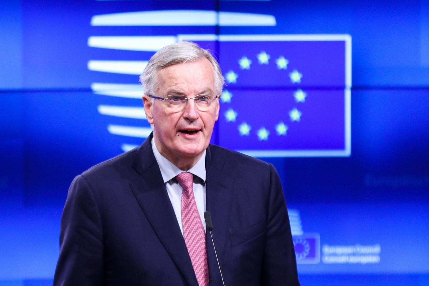 BRUSSELS, Nov. 15, 2018 (Xinhua) -- European Union's chief negotiator Michel Barnier speaks at a press conference at the European Council in Brussels, Belgium, Nov. 15, 2018. A European Council meeting is expected on Nov. 25 in order to "finalize and formalize the Brexit agreement," European Council President Donald Tusk told reporters Thursday. (Xinhua/Zheng Huansong/IANS) by . 