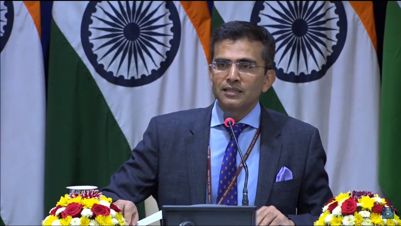New Delhi: Ministry of External Affairs Spokesperson Raveesh Kumar during weekly media briefing in New Delhi on March 15, 2018. (Photo: Video Grab/IANS/MEA) by .