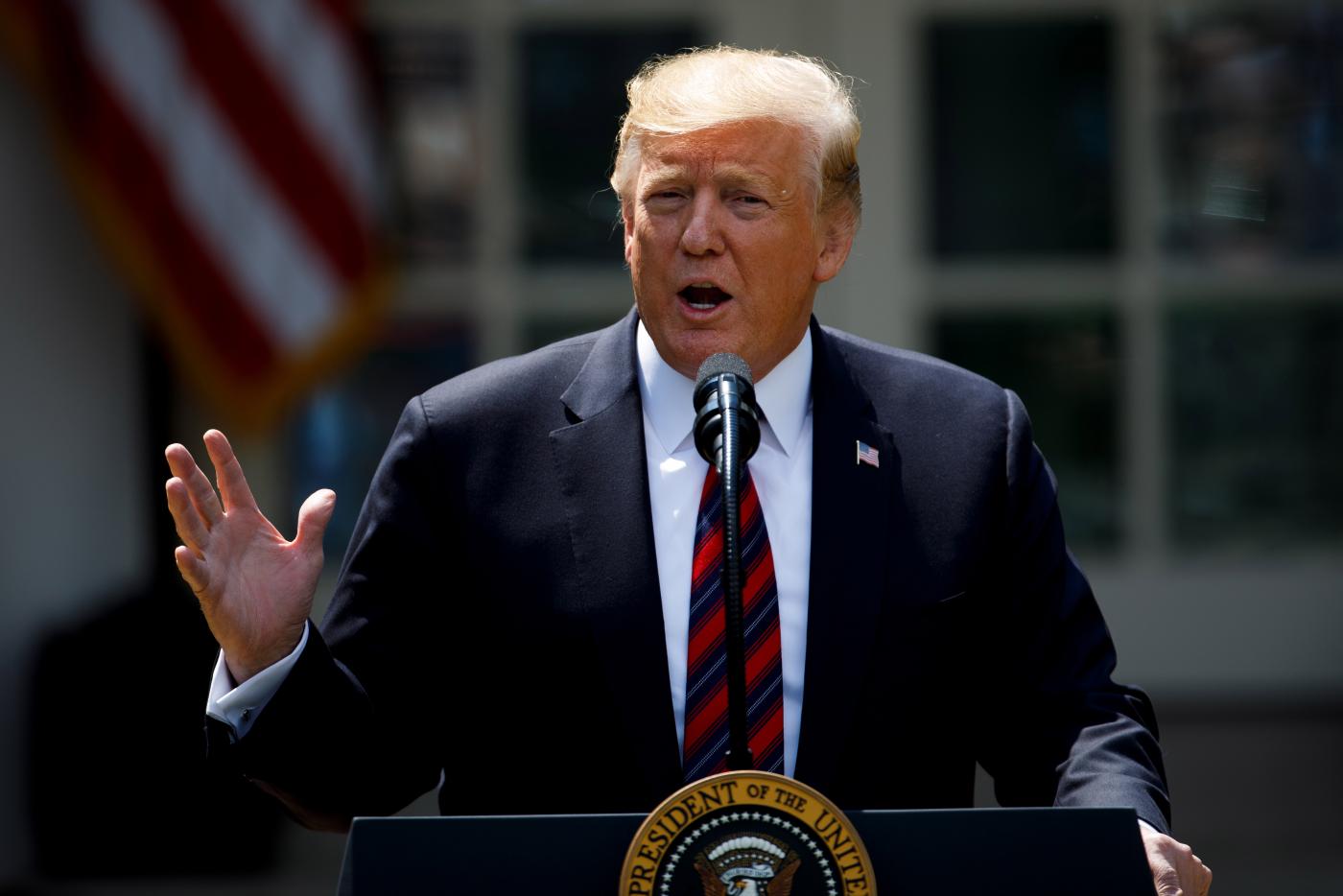 WASHINGTON, May 16, 2019 (Xinhua) -- U.S. President Donald Trump speaks regarding immigration reform at the White House in Washington D.C., the United States, on May 16, 2019. Donald Trump unveiled a plan on Thursday to reform the nation's immigration system, intended to favor high-skilled immigrants and restrict family-based migration. (Xinhua/Ting Shen/IANS) by Ting Shen. 