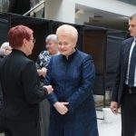 VILNIUS, May 7, 2019 (Xinhua) -- Lithuanian President Dalia Grybauskaite (2nd R) talks with a staff member of the polling station after casting her vote in the presidential elections and the dual citizenship referendum in Vilnius, Lithuania, May 7, 2019. Advance voting kicked off on Monday in the Lithuanian presidential elections and referendums on dual citizenship and the number of parliament members. For the first time in Lithuania, the advance voting is held for five days. (Xinhua/Guo Mingfang/IANS) by . 