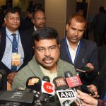 New Delhi: Union Petroleum and Natural Gas and Skill Development and Entrepreneurship Minister Dharmendra Pradhan talks to media person after the contract signing ceremony of Discovered Small Field (DSF) Bid Round-II, in New Delhi, on March 7, 2019. (Photo: IANS/PIB) by .