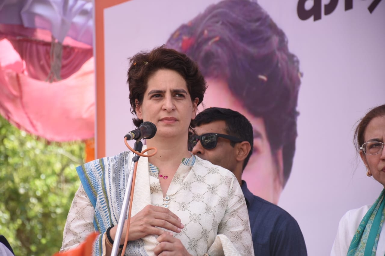 Unnao: Congress General Secretary (Uttar Pradesh East) Priyanka Gandhi Vadra during a public rally organised ahead of the 2019 Lok Sabha elections, in Uttar Pradesh's Unnao on April 27, 2019. (Photo: IANS) by .