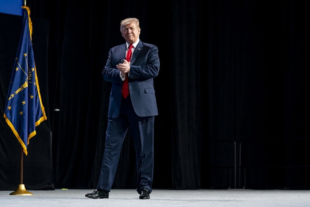 United States President Donald Trump speaks at the annual meeting of the National Rifle Association on Friday, April 26, 2019. He announced that the US was pulling out of the Arms Trade Treaty. (Photo: White House/IANS) by . 