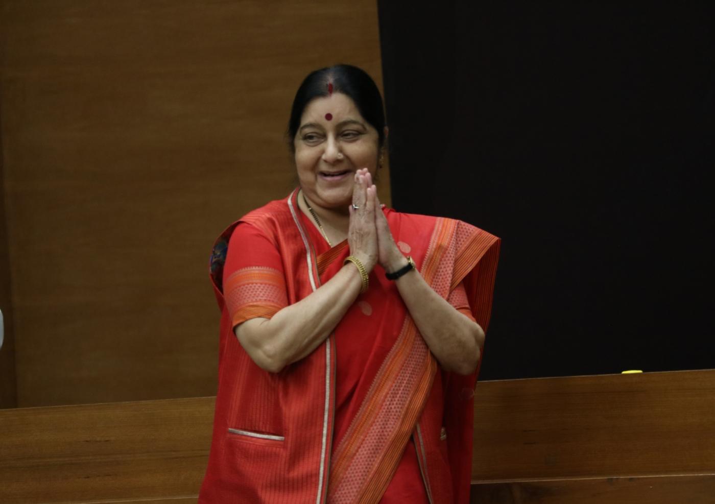 New Delhi: Union Minister and BJP leader Sushma Swaraj during a programme at party's headquarter, in New Delhi, on May 5, 2019. (Photo: IANS) by . 