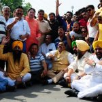 Amritsar: BJP's National Secretary Tarun Chugh and SAD leader Gurpartap Singh Tikka during BJP-SAD's joint demonstration against Indian Oversees Congress chief Sam Pitroda's remarks on 1984 anti-Sikh riots, in Amritsar on May 10, 2019. (Photo: IANS) by . 