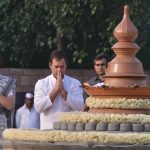 New Delhi: Congress President Rahul Gandhi and party's General Secretary (Uttar Pradesh East) Priyanka Gandhi Vadra pay homage to their father, former Prime Minister Rajiv Gandhi on his death anniversary, in New Delhi, on May 21, 2019. (Photo: IANS) by . 