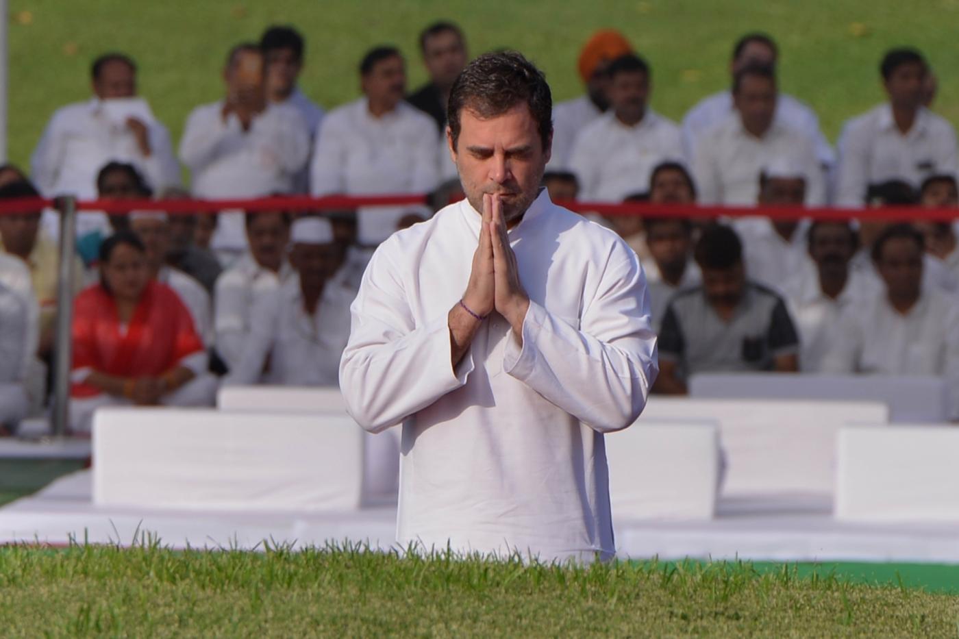 New Delhi: Congress president Rahul Gandhi pay tribute to Jawaharlal Nehru on his death anniversary at Shantivan, New Delhi on May 27, 2019. (Photo: IANS) by .