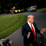 WASHINGTON D.C., May 21, 2019 (Xinhua) -- U.S. President Donald Trump speaks to reporters before leaving the White House in Washington D.C., the United States, on May 20, 2019. U.S. President Donald Trump said Monday that he disagrees with a court ruling that backs a congressional subpoena seeking his financial records from an accounting firm. (Xinhua/Ting Shen/IANS) by Ting Shen. 