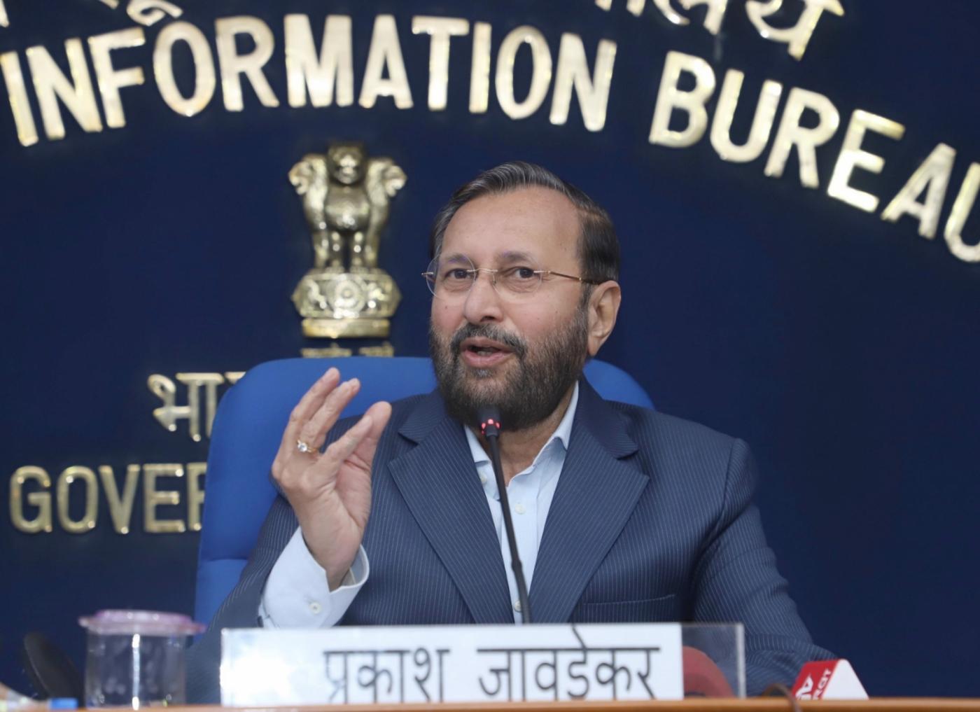 New Delhi: Union Human Resource Development Minister Prakash Javadekar addresses a press conference, in New Delhi, on Feb 20, 2019. (Photo: IANS/PIB) by .