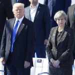 BRUSSELS, May 25, 2017 (Xinhua) -- U.S. President Donald Trump (L) and British Prime Minister Theresa May (R) attend the handover ceremony of the new NATO headquarters during a one-day NATO Summit, in Brussels, Belgium, May 25, 2017. (Xinhua/Ye Pingfan/IANS) by .