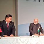 Maropeng: Prime Minister Narendra Modi and Chinese President Xi Jinping leave their hand impression on clay, for a symbolic demonstration of our connect to the Cradle of Humankind in Maropeng in South Africa on July 26, 2018. (Photo: IANS/MEA) by . 