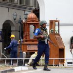 COLOMBO, April 27, 2019 (Xinhua) -- Security forces are seen outside St. Anthony's Church, one of the targets in a series of bomb blasts targeting churches and luxury hotels on Sunday, in Colombo, Sri Lanka, on April 27, 2019. (Xinhua/A. Hapuarachchi/IANS) by A.HAPUARACHCHI. 