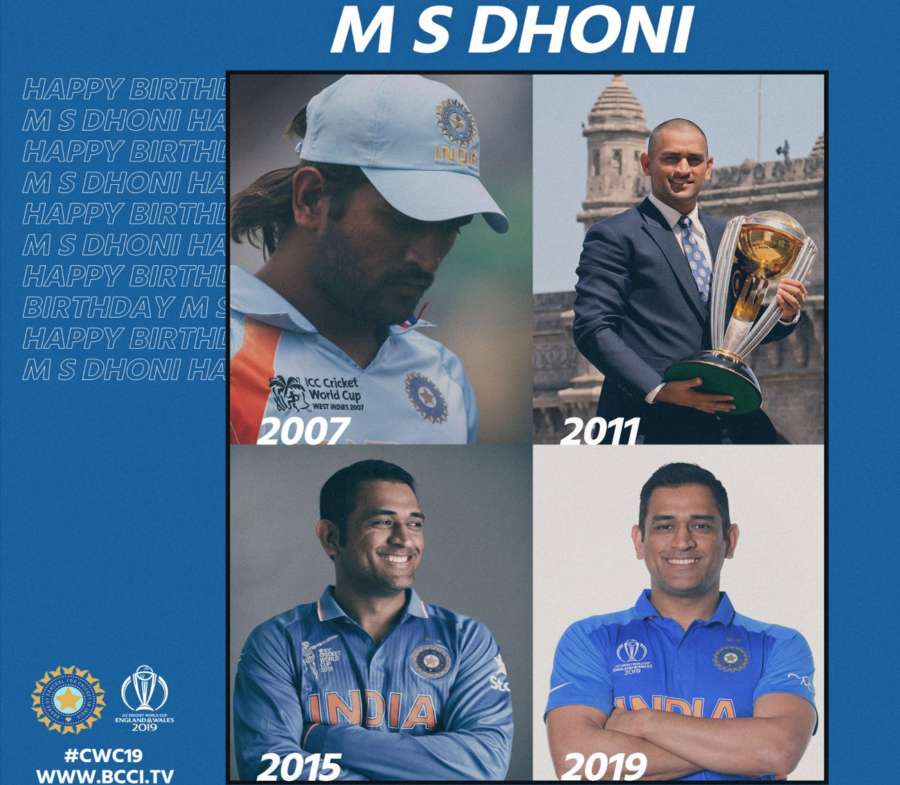 Board of Control for Cricket in India (BCCI) took to Twitter to wish the wicketkeeper-batsman and said: "Four World Cups, four different looks, which one do you like the most? Take a pick. Happy Birthday Dhoni." by .