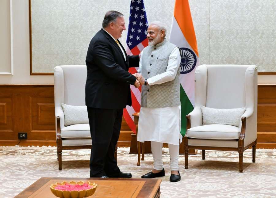 New Delhi: US Secretary of State Mike Pompeo meets Prime Minister Narendra Modi in New Delhi on June 26, 2019. (Photo: IANS/PIB) by . 