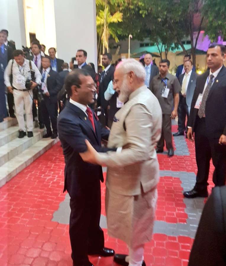 Male: Prime Minister Narendra Modi meets Speaker of Parliament of Maldives Mohamed Nasheed in Male, on June 8, 2019. (Photo: IANS/MEA) by .