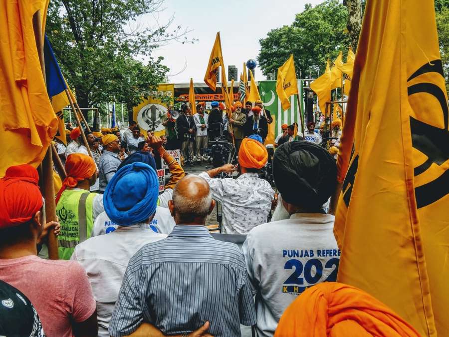 Pro-Khalistan protesters, joined by a few Pakistanis and Kashmiris, held a protest outside the United Nations in New York on Thursday, August 15, 2019, demanding the reinstatement of Kashmir's special status. (Photo: IANS) by . 