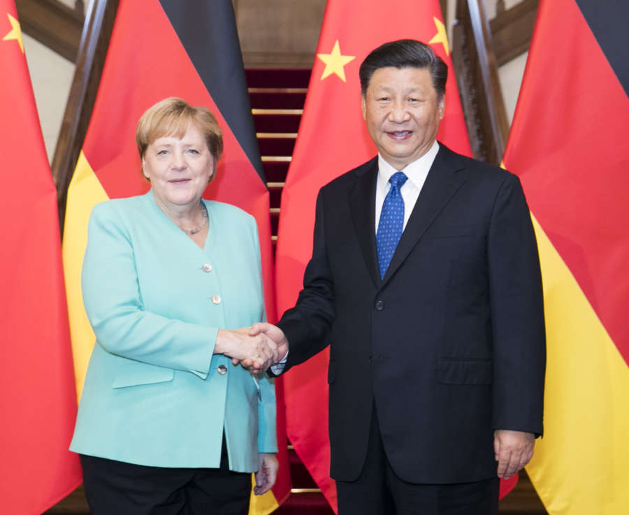 BEIJING, Sept. 6, 2019 (Xinhua) -- Chinese President Xi Jinping meets with visiting German Chancellor Angela Merkel in Beijing, capital of China, Sept. 6, 2019. (Xinhua/Huang Jingwen/IANS) by Huang Jingwen.