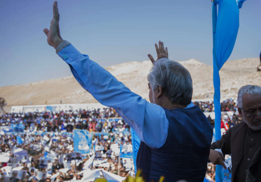 HERAT, Sept. 24, 2019 (Xinhua) -- Afghan presidential candidate Abdullah Abdullah attends an election campaign in Herat province, western Afghanistan, Sept. 24, 2019. The country is preparing for the upcoming presidential election slated for Sept. 28. (Photo by Elaha Sahel/Xinhua/IANS) by . 