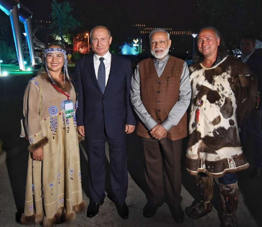 Vladivostok: Prime Minister Narendra Modi and Russian President Vladimir Putin during the 'Street of the Far East' exhibition in Vladivostok 0n Sep 4, 2019. (Photo: IANS/MEA) by .