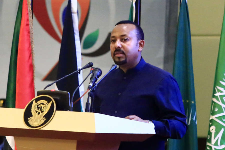 KHARTOUM, Aug. 17, 2019 (Xinhua) -- Ethiopian Prime Minister Abiy Ahmed speaks during the signing ceremony of the political and constitutional declarations in Khartoum, Sudan, on Aug. 17, 2019. Sudan's Transitional Military Council (TMC) and the opposition Freedom and Change Alliance on Saturday officially signed the political and constitutional declarations to mark beginning of the transitional rule in Sudan. (Xinhua/Mohamed Khidir/IANS) by Mohamed Khidir.