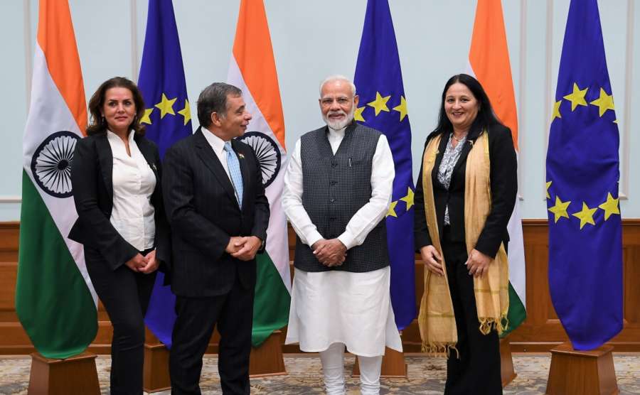 New Delhi: A member of the European Parliament calls on Prime Minister Narendra Modi in New Delhi on Oct 28, 2019. (Photo: IANS/PIB) by .