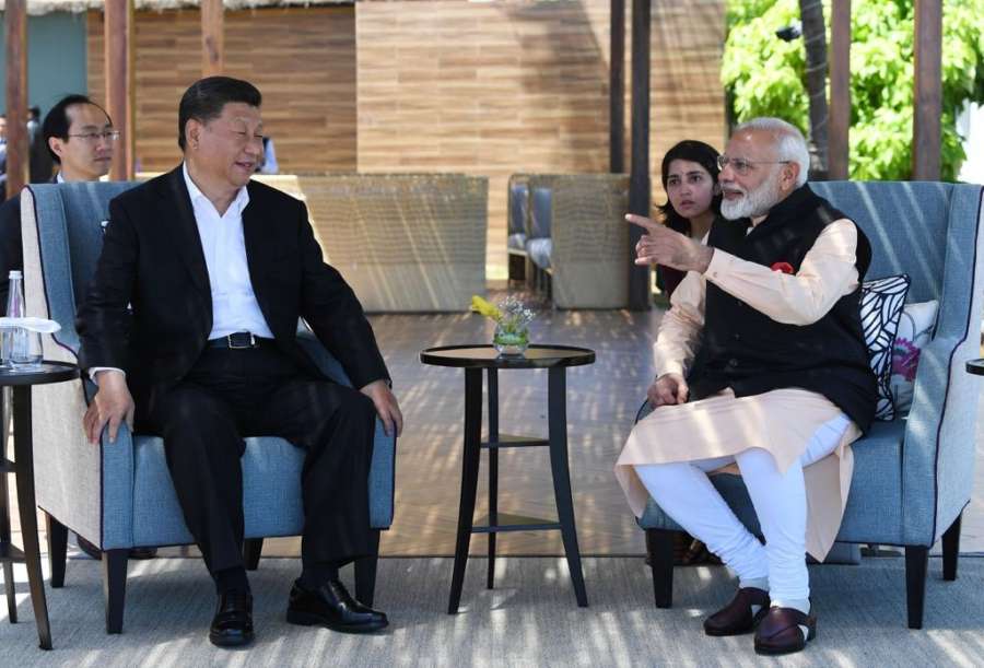 Mahabalipuram: Prime Minister Narendra Modi and Chinese President Xi Jinping continue their discussions on the 2nd day of Informal Summit, in Tamil Nadu's Mahabalipuram on Oct 12, 2019. (Photo: IANS/MEA) by . 