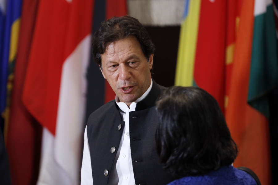 UNITED NATIONS, Sept. 25, 2019 (Xinhua) -- Pakistani Prime Minister Imran Khan attends a luncheon hosted by UN Secretary-General Antonio Guterres for the Heads of Delegation to the 74th Session of the United Nations General Assembly, at the UN headquarters in New York, Sept. 24, 2019. (Xinhua/Li Muzi/IANS) by Li Muzi. 